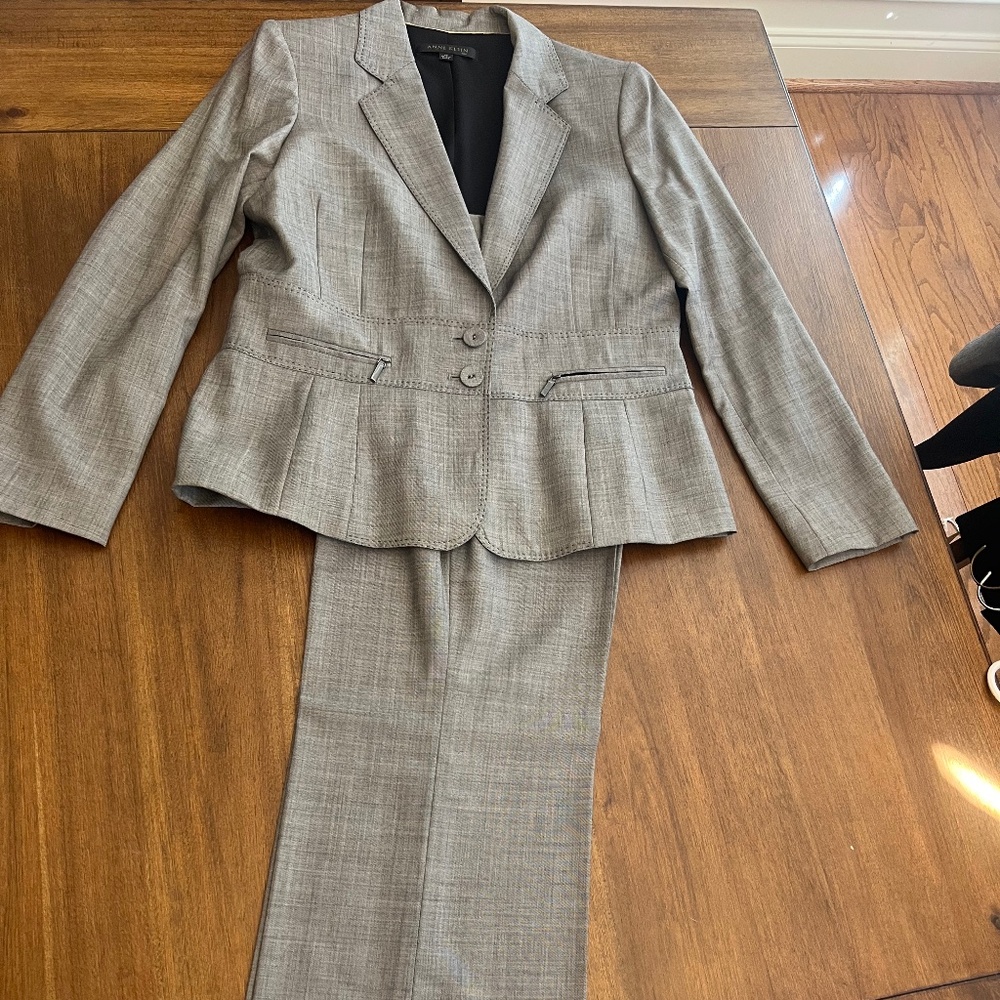 💼 Classic Gray Plaid Business Suit – Blazer & Pants Set